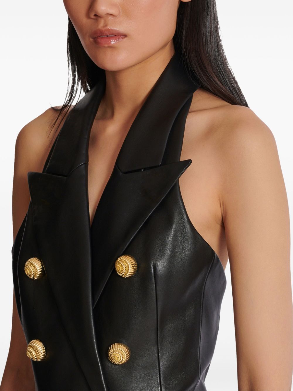 Balmain leather halterneck dress Women