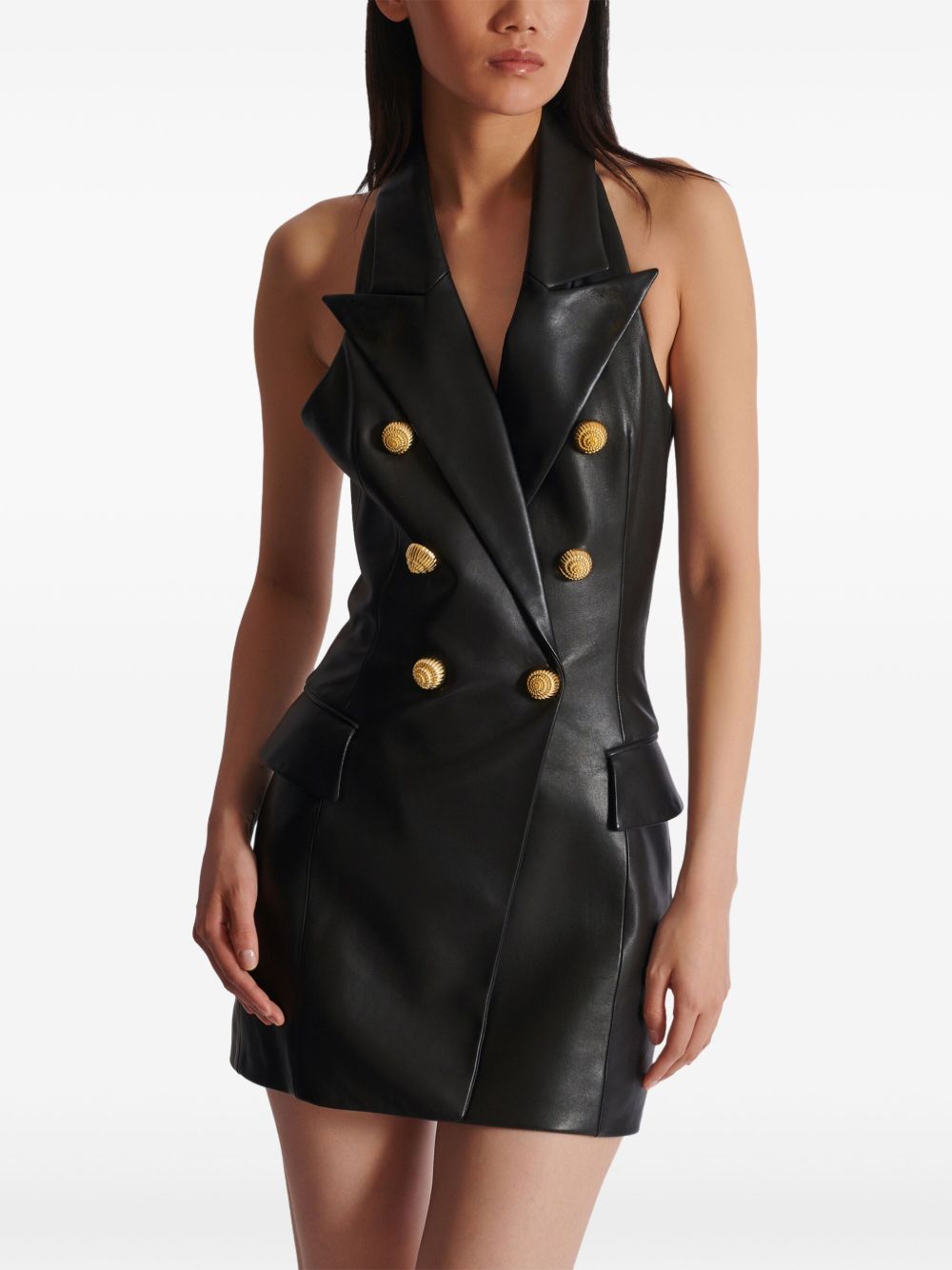 Balmain leather halterneck dress Women