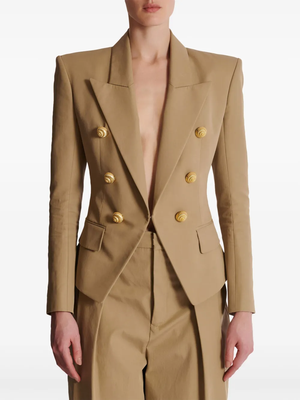 Balmain Blazer met dubbele rij knopen Beige