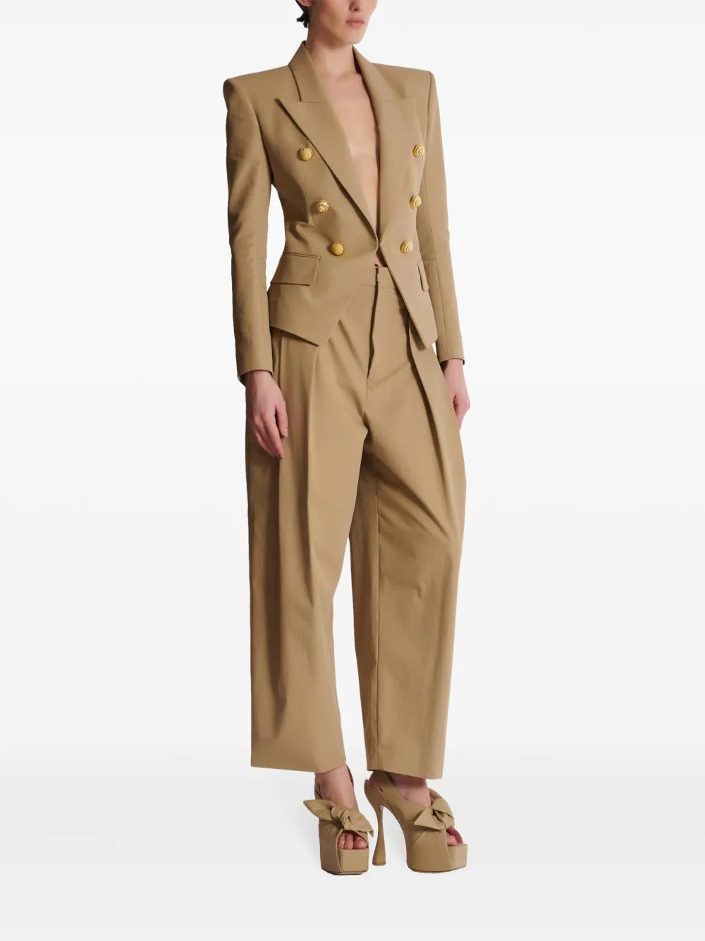 Balmain Blazer met dubbele rij knopen Beige