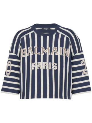 【関税＆送料込み】Balmain Striped Baseball T-Shirt Striped Balmain Baseball top multicolor multicolor - Women