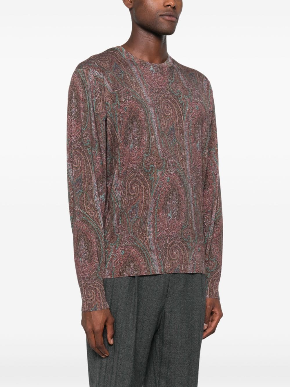 Shop Etro Paisley-jacquard Sweater In Brown