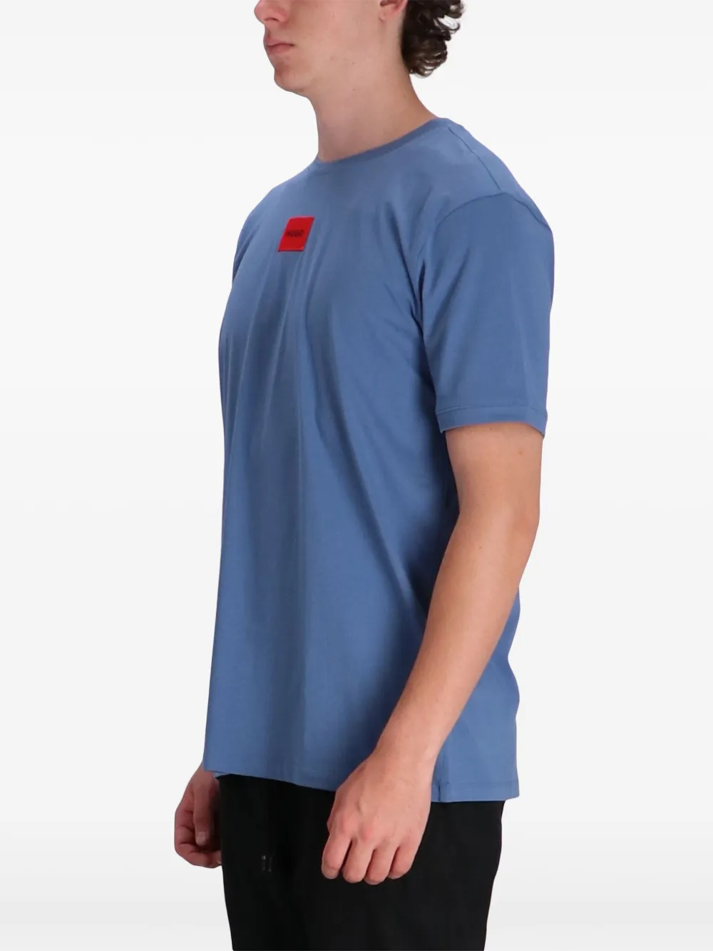 HUGO Katoenen T-shirt met logopatch Blauw