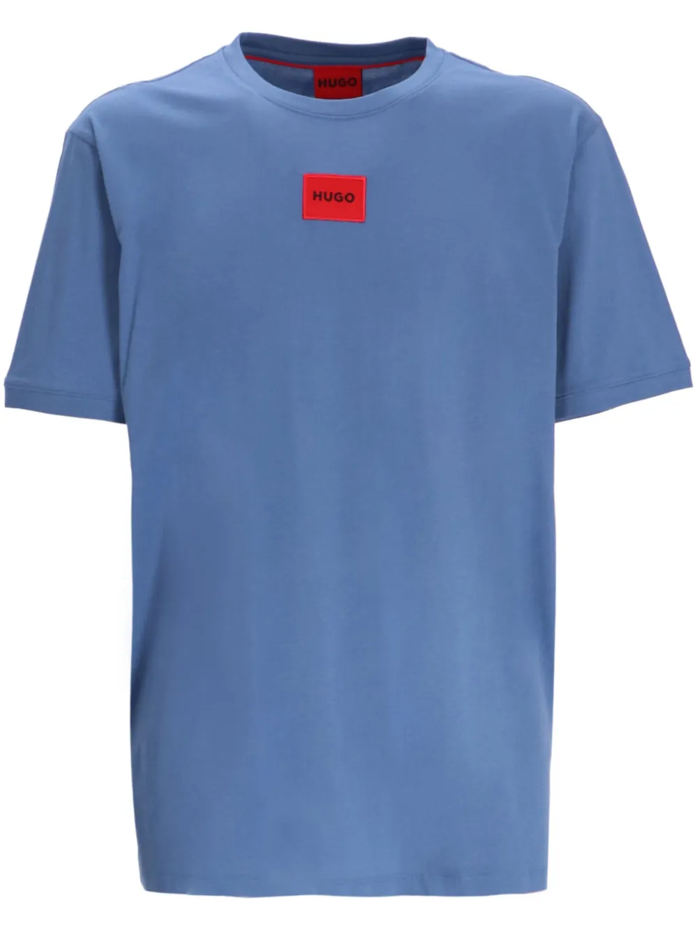 HUGO Katoenen T-shirt met logopatch Blauw