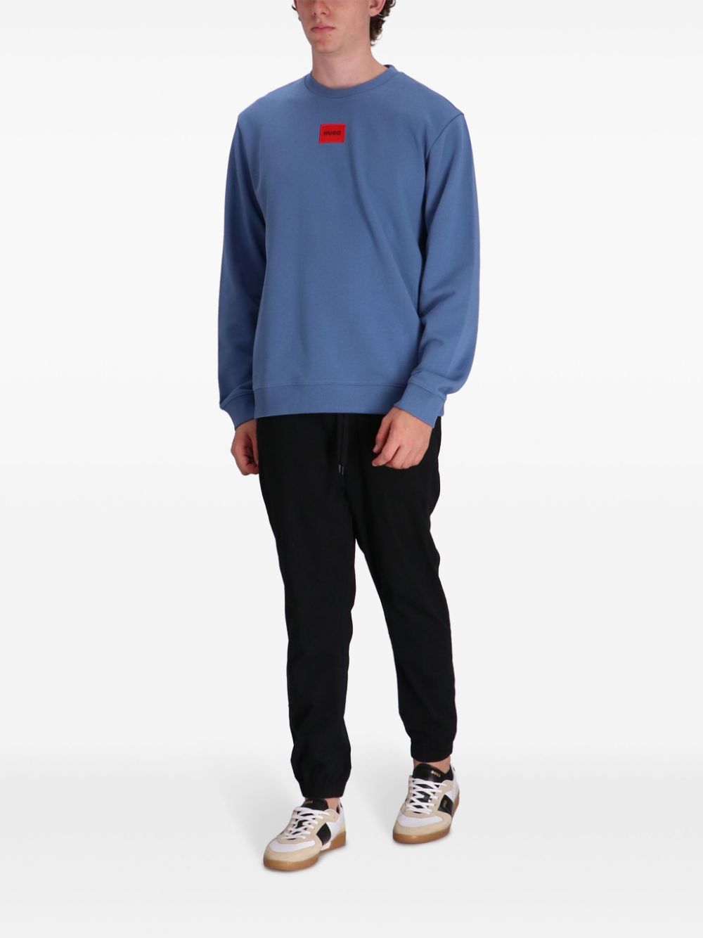 Shop Hugo Logo-patch Cotton Sweatshirt In Blue