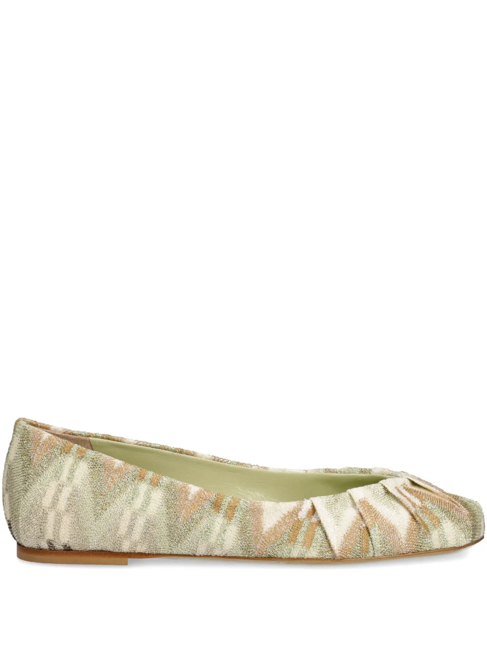 Missoni pleated-front ballerinas Green