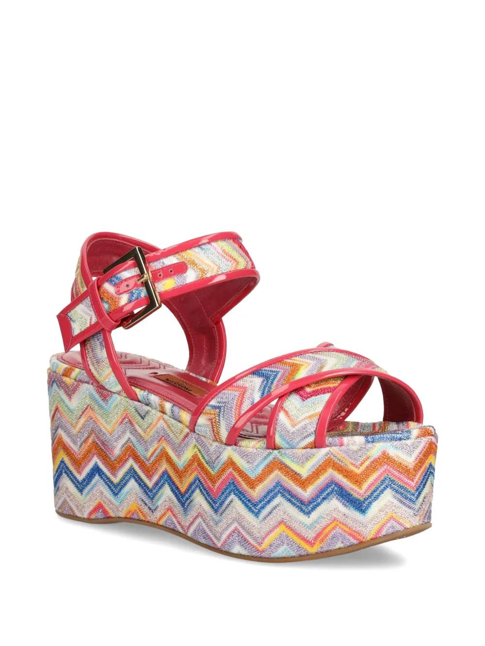 Missoni 85mm zigzag-patterned platform sandals Red