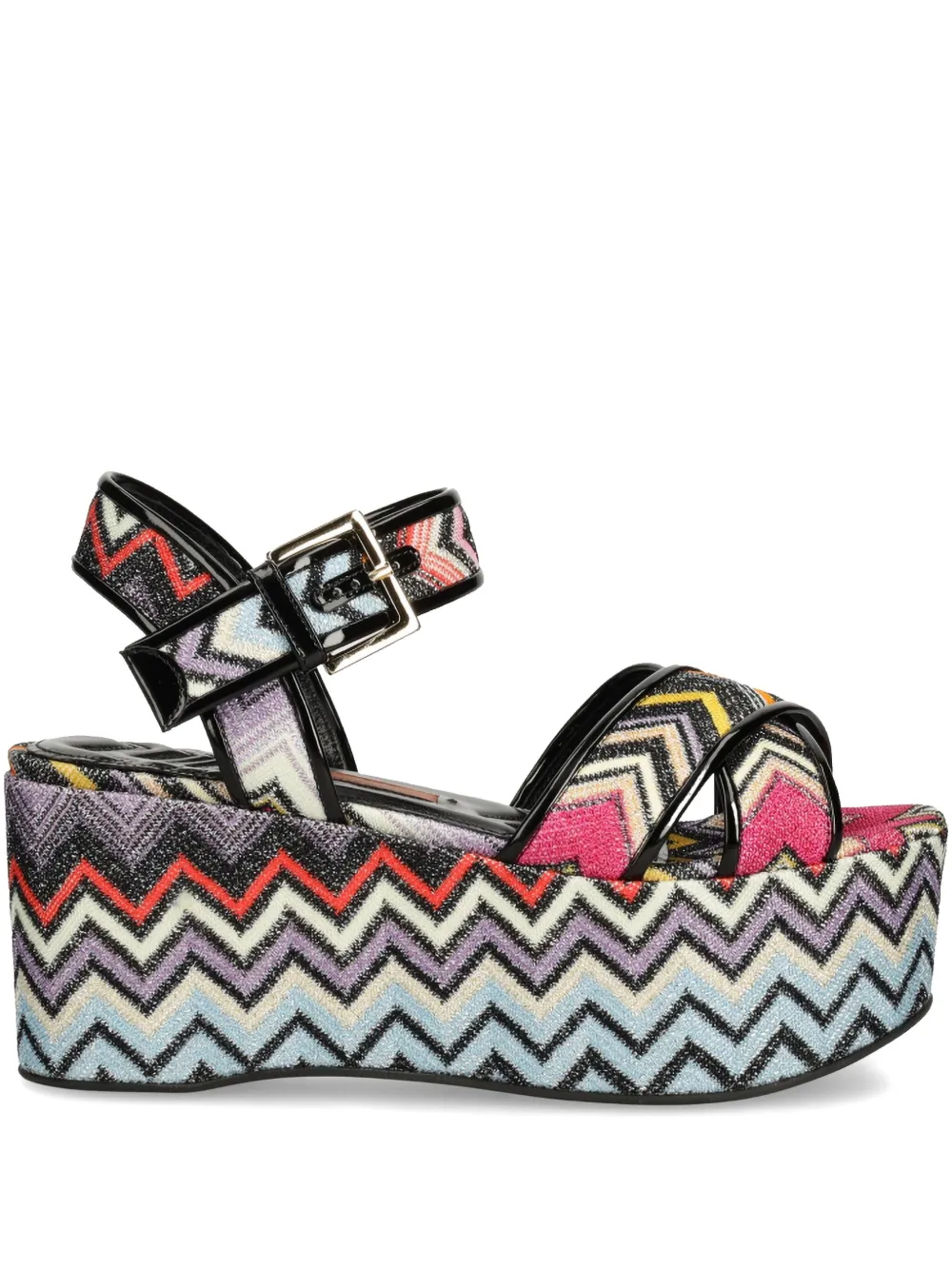 85mm zigzag-patterned platform sandals