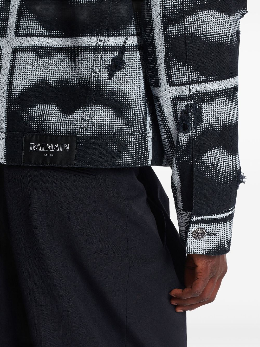 Balmain lips-print denim jacket Men