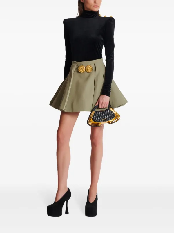 Balmain Grain De Poudre Flared Skirt | Green | FARFETCH