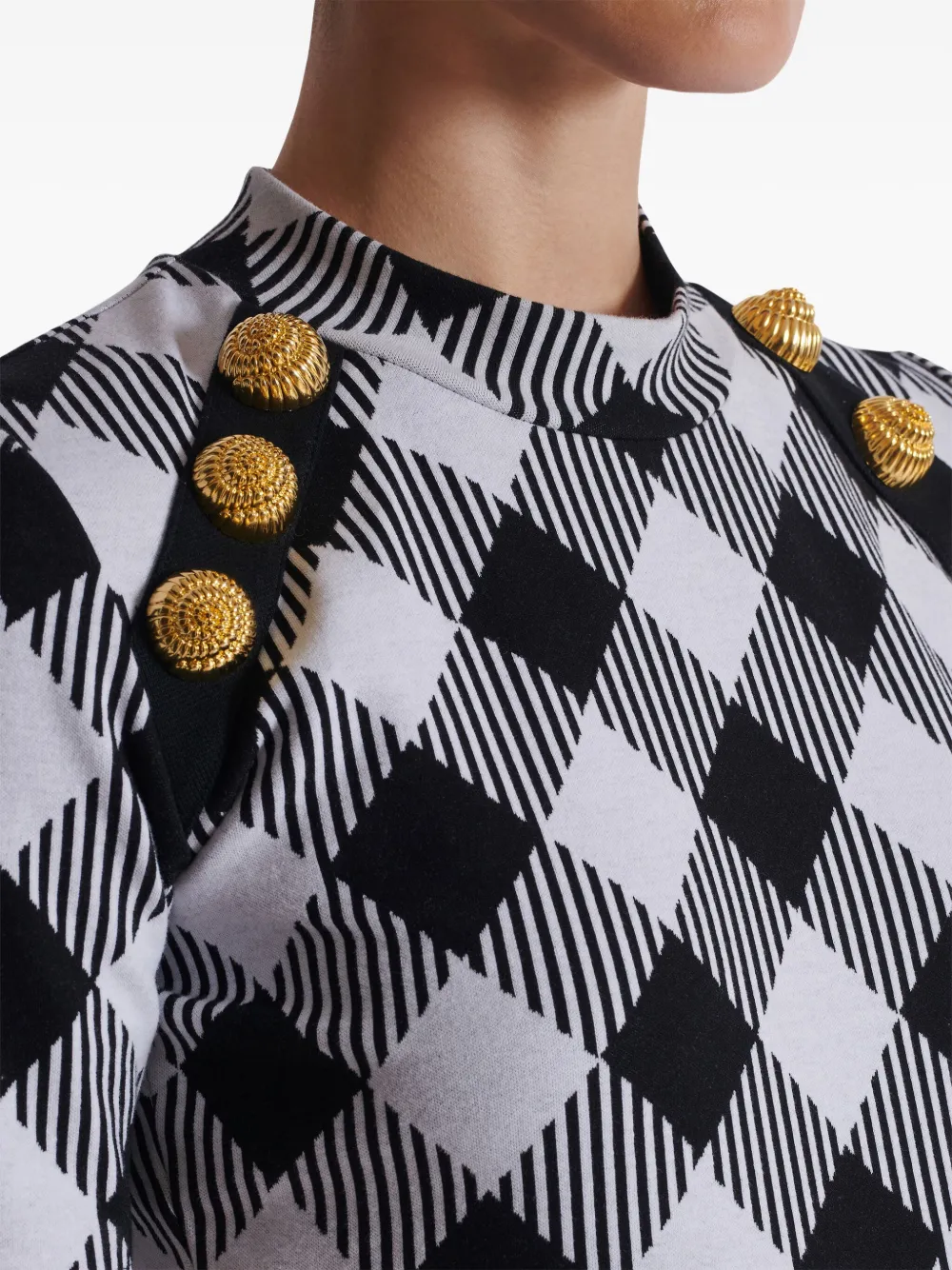 Balmain T-shirt met gingham ruit Zwart