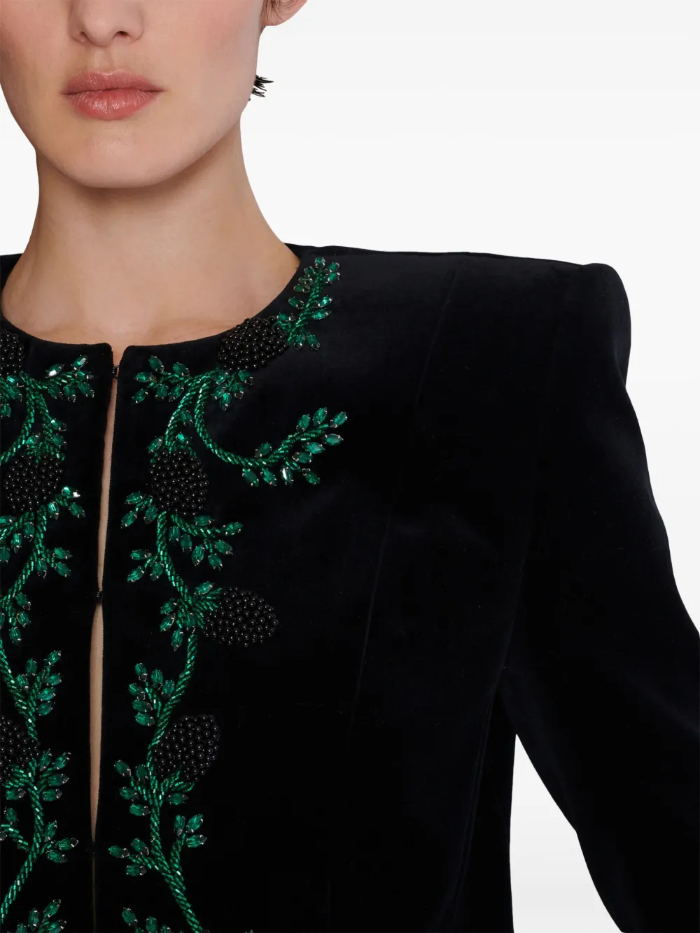 Balmain blackberry embroidered Velvet Jacket Black FARFETCH GE