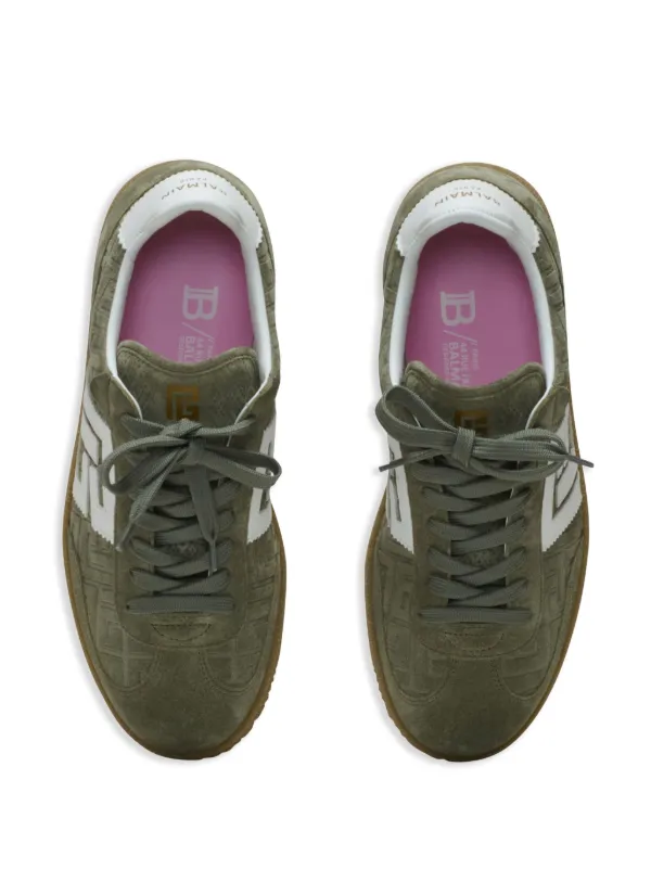 スニーカー BALMAIN Balmain Swan Sneakers - Balmain - Leather - Green Balmain Swan suede and smooth leather trainers - Men | BALMAIN
