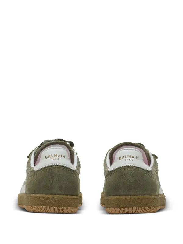 スニーカー Balmain Swan Sneakers - Balmain - Leather - Green Leather and canvas Balmain Swan trainers khaki - Men | BALMAIN