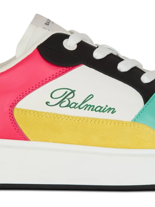 【送料&関税込】Balmain B- Court Flip Sneakers In White And B-Court Flip sneakers in calfskin - Women | BALMAIN