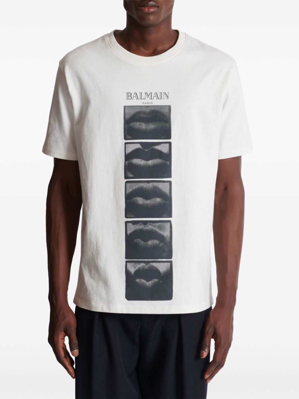 Shop Balmain Vintage Print T-shirt In White