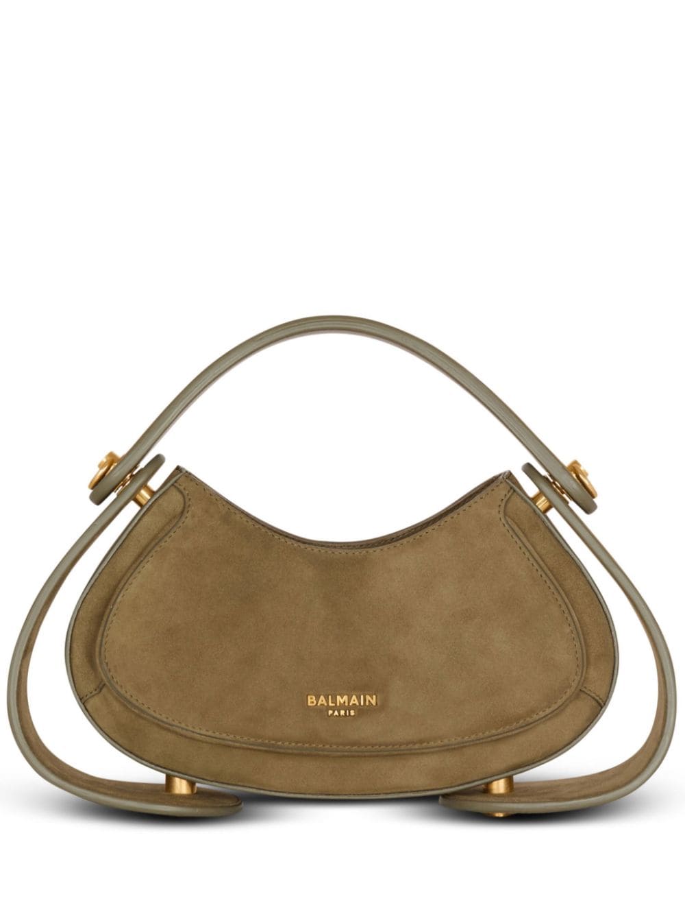 Shop Balmain Small Jolie Madame Suede Tote Bag In Brown