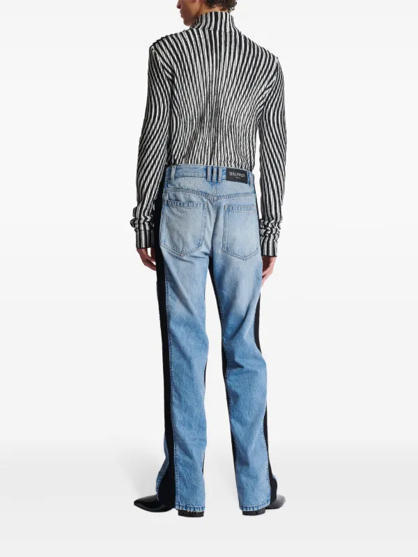 Balmain knit-panel Denim Jeans | Blue | FARFETCH