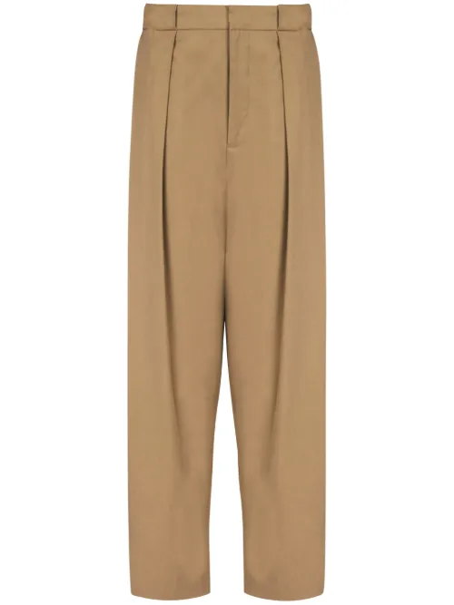 Pantalon en coton à design plissé - Balmain - Modalova