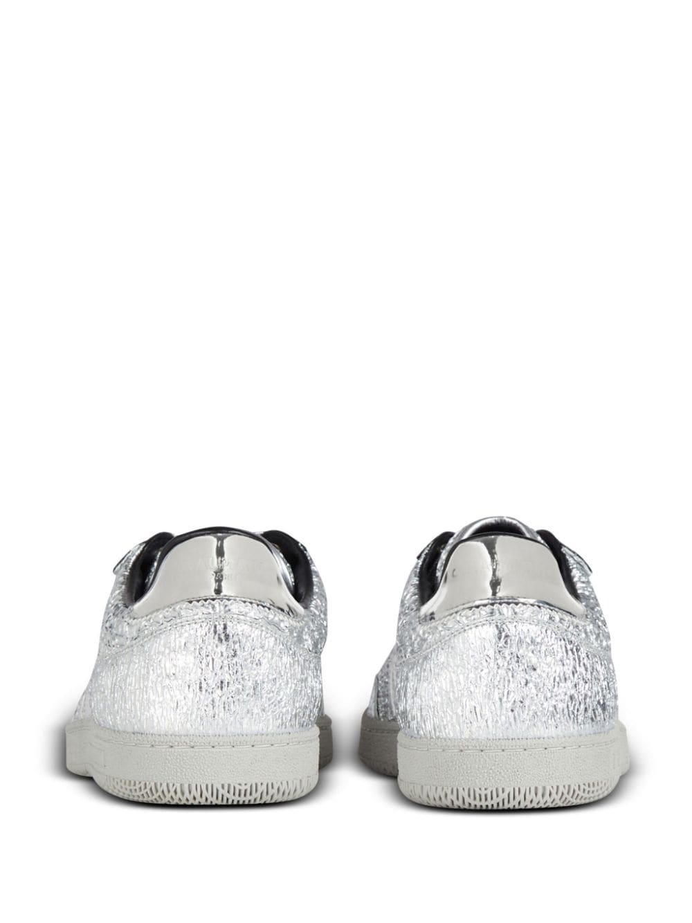 Shop Balmain Swan Metallic-leather Sneakers In Silber