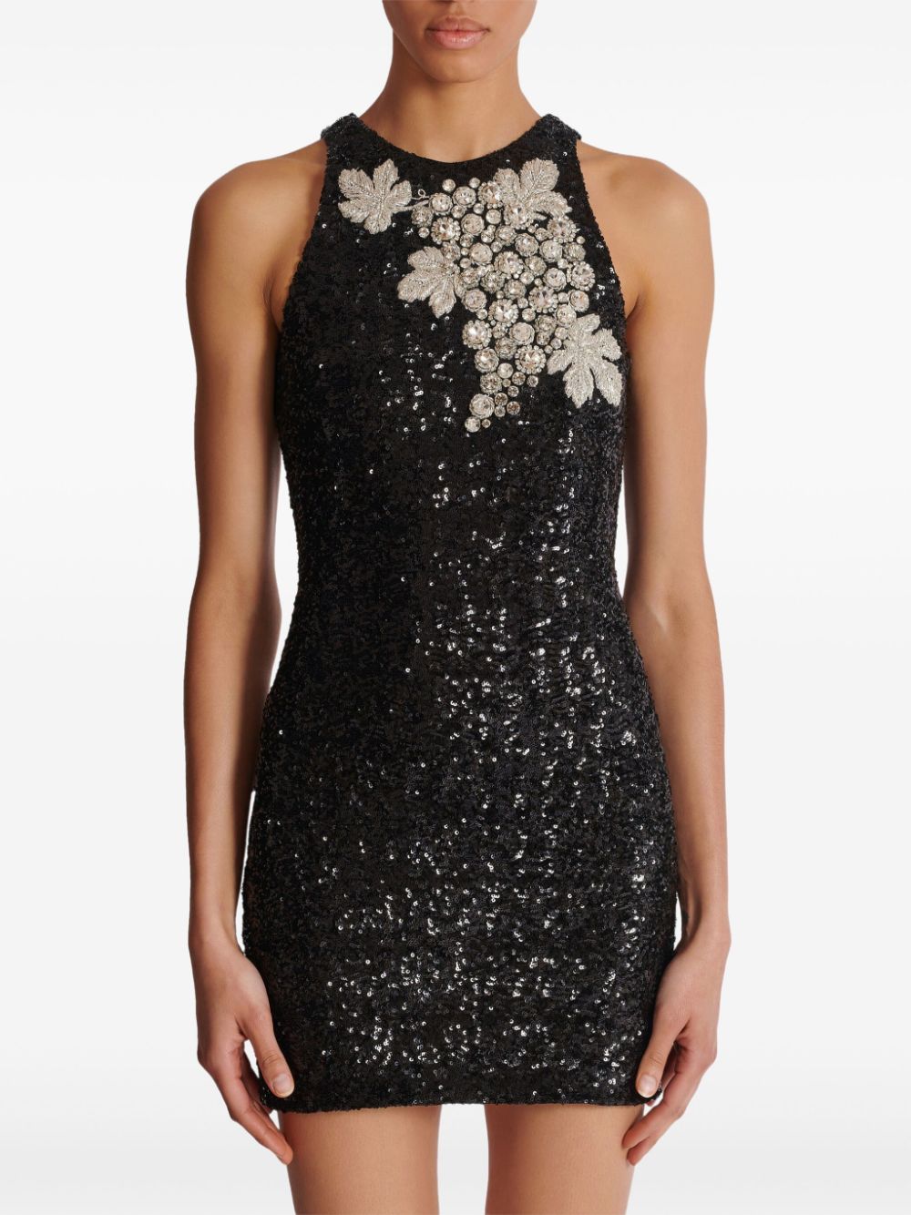 Balmain grape-embellished sequin mini dress Women