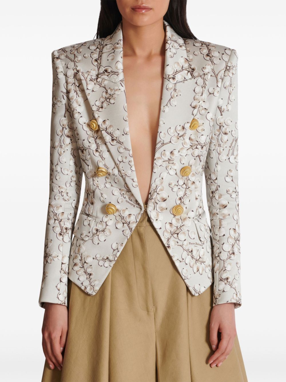 Affordable Balmain redcurrant-print satin blazer Women