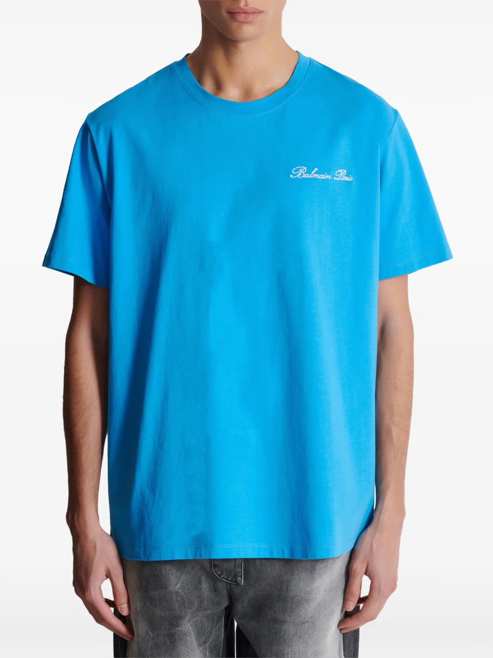 Balmain T-shirt met geborduurd logo Blauw