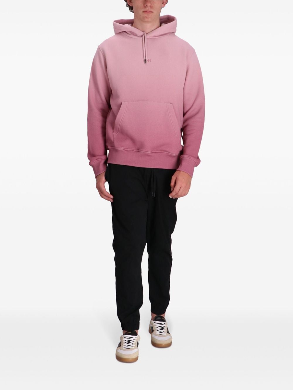 Shop Hugo Boss Gradient Dye Cotton Hoodie In Pink