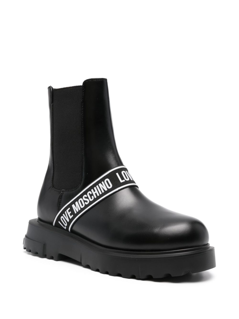 Love Moschino logo-tape boots - Zwart