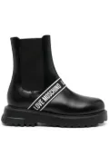 Love Moschino logo-tape boots - Black