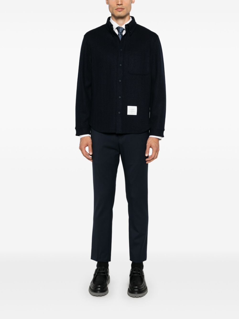 Thom Browne Overhemd met visgraatpatroon - Blauw