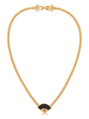 ネックレス・ペンダント KARL LAGERFELD K/ARCHIVE FAN NECKLACE Karl Lagerfeld Vintage Black and Gold Shamrock Necklace