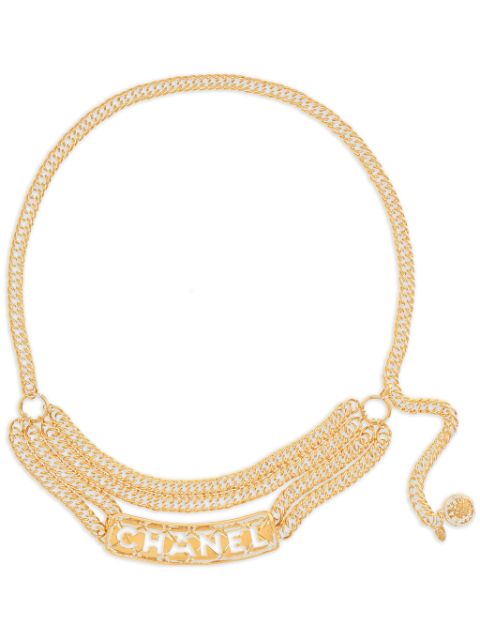 CHANEL 1994 logo plaque chain belt Women