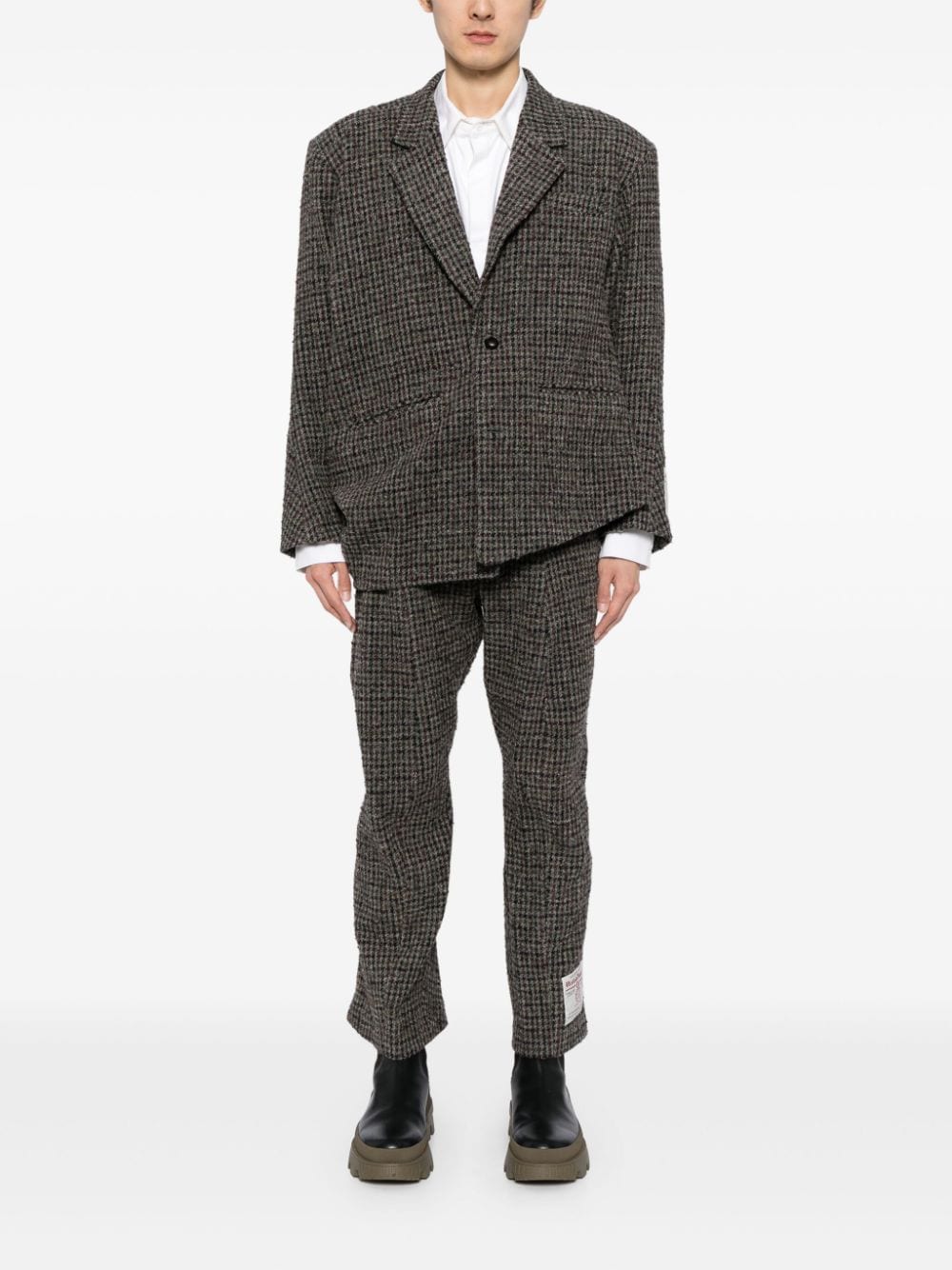 Shop Doublet Zombie Silhouette Tweed Trousers In Grey