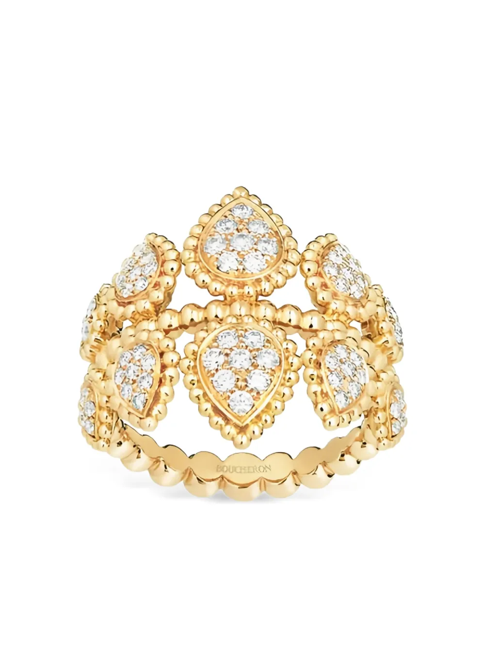 Boucheron diamond-pavé motif ring - ゴールドトーン Boucheron diamond-pavé motif ring - ゴールドトーン
