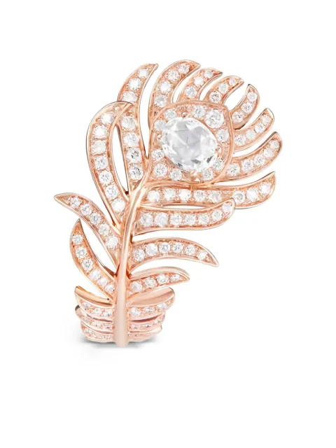 Boucheron 18K rose gold diamond Plume de Paon ring 