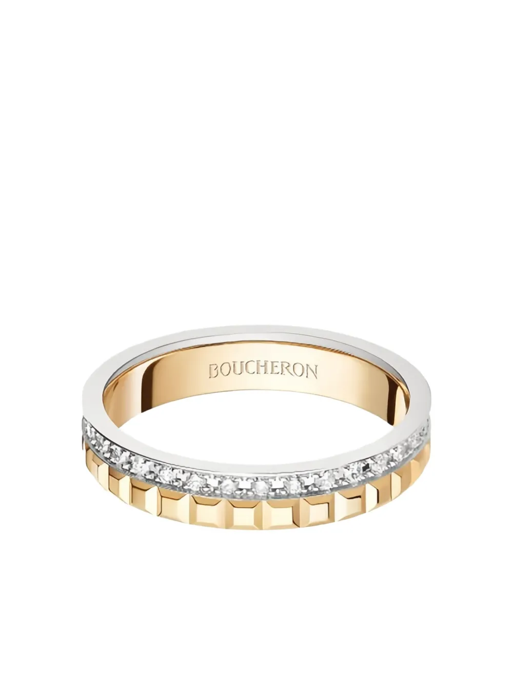 Boucheron 18K gold Clou de Paris diamonds wedding band - ゴールドトーン Boucheron 18K gold Clou de Paris diamonds wedding band - ゴールドトーン
