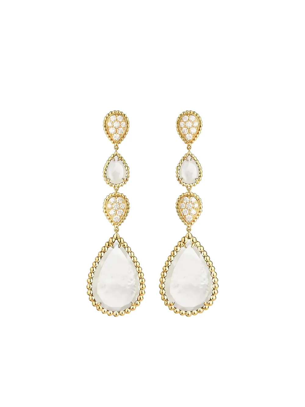 Boucheron Serpent Bohème マザーオブパール&ダイヤモンド ピアス 18Kイエローゴールド - ゴールドトーン Boucheron Serpent Bohème マザーオブパール&ダイヤモンド ピアス 18Kイエローゴールド - ゴールドトーン