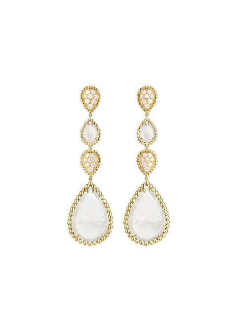 Boucheron 18k yellow gold Serpent Bohème mother-of-pearl and diamond earrings