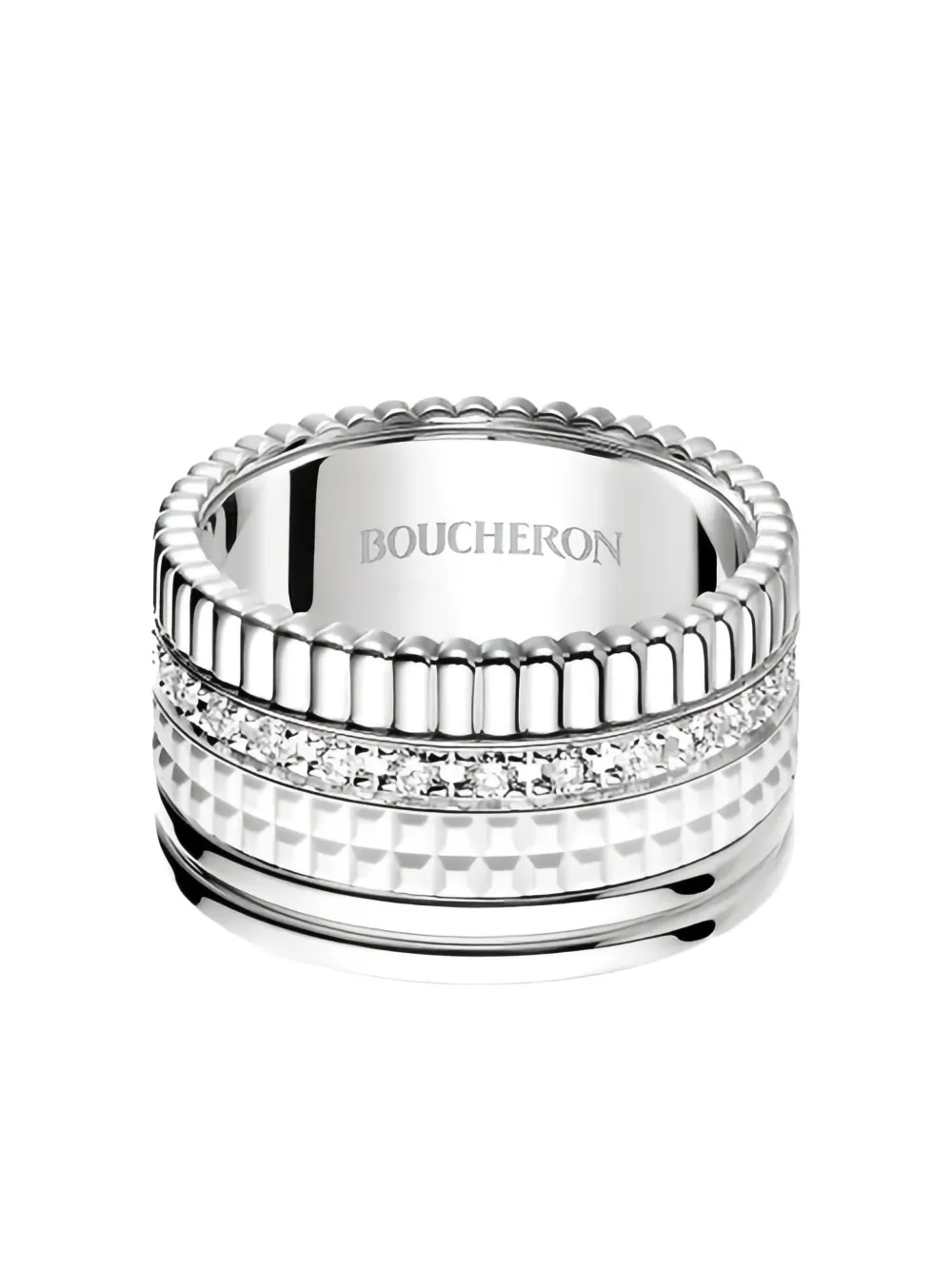 Boucheron Quatre Double ダイヤモンド リング 18Kホワイトゴールド - シルバートーン Boucheron Quatre Double ダイヤモンド リング 18Kホワイトゴールド - シルバートーン