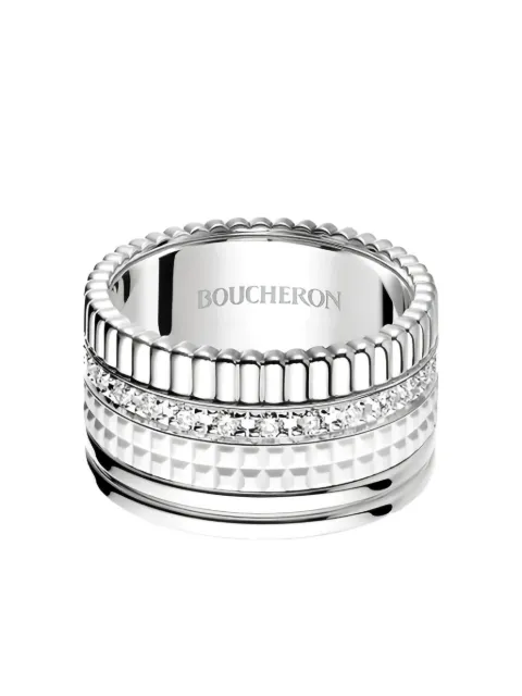 Boucheron 콰트로 더블 18K 화이트 골드 다이아몬드 링