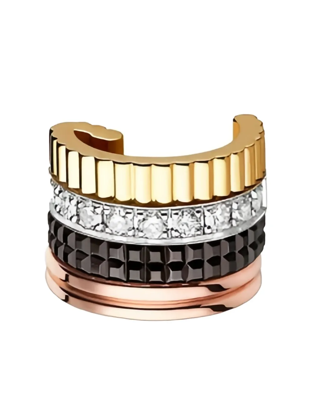Boucheron 18K yellow gold Quatre Classique diamond earring - ゴールドトーン Boucheron 18K yellow gold Quatre Classique diamond earring - ゴールドトーン