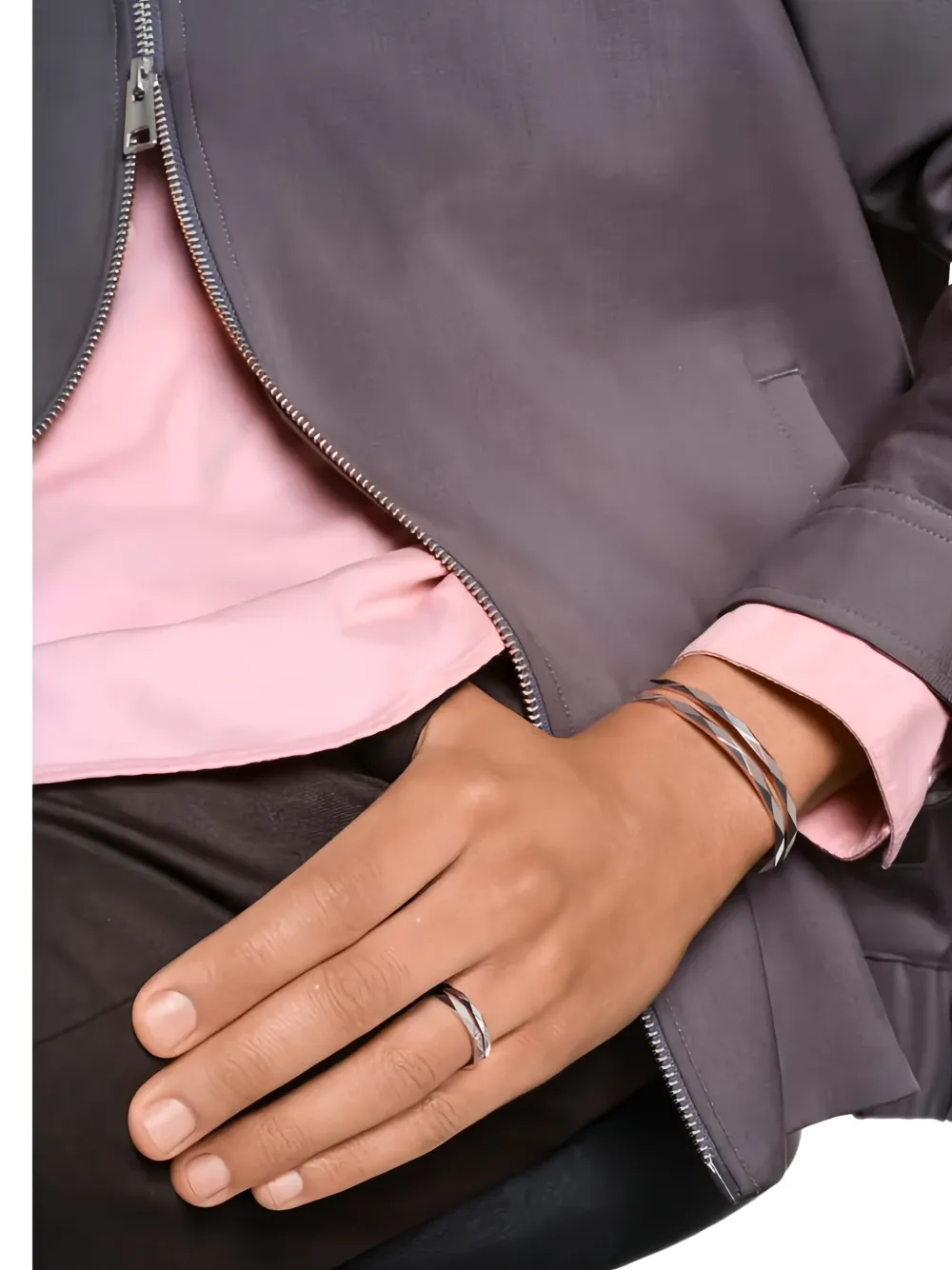 Boucheron Platinum Facette Wedding Ring In Silver