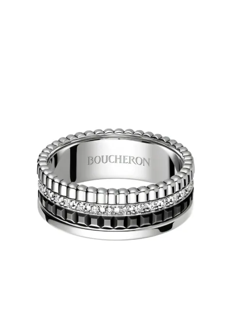 Boucheron خاتم 'كاتر' ذهب أبيض عيار 18 مرصع بألماس