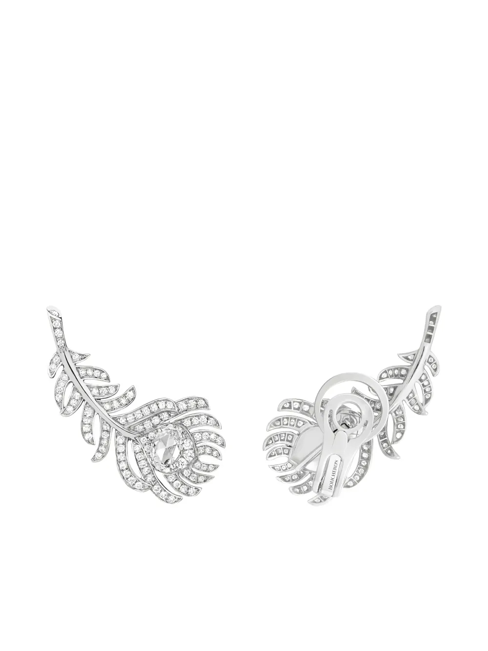 Boucheron 18K white gold Plume de Paon Small earrings - シルバートーン Boucheron 18K white gold Plume de Paon Small earrings - シルバートーン