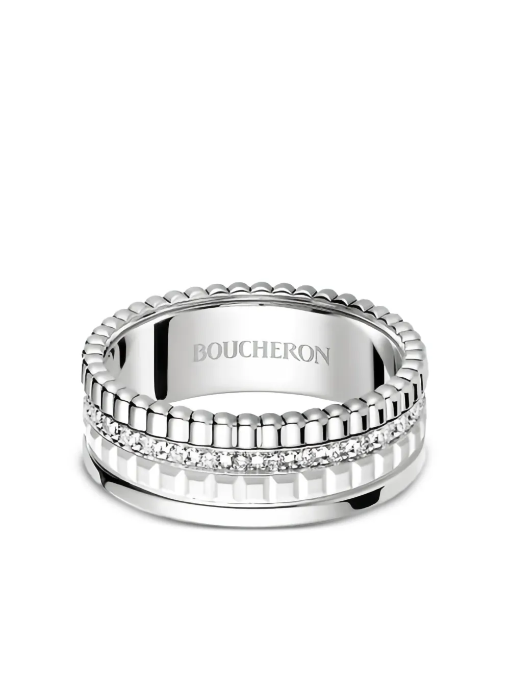 Boucheron Quatre Double White Edition ダイヤモンド リング 18Kホワイトゴールド - シルバートーン Boucheron Quatre Double White Edition ダイヤモンド リング 18Kホワイトゴールド - シルバートーン