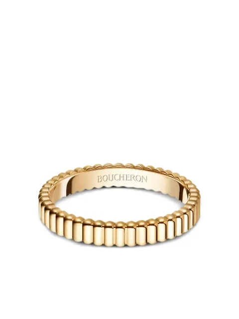 Boucheron  18K yellow gold grosgrain-pattern ring