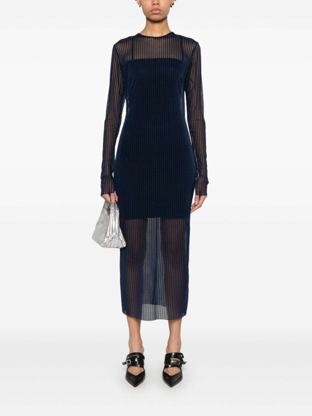 Givenchy Mesh midi-jurk met stippen - Blauw