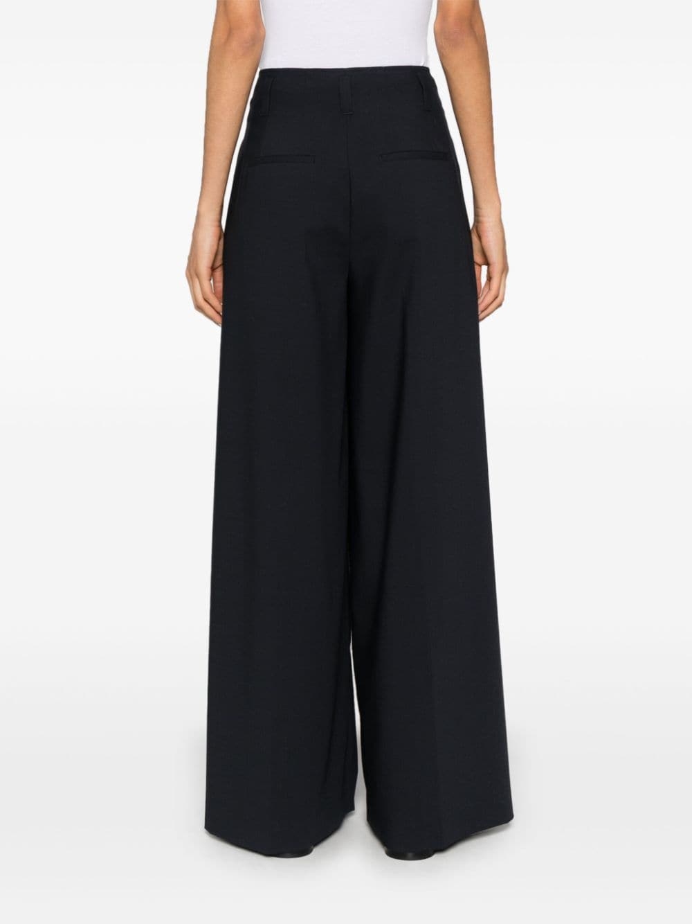 Shop Peserico Pleated Palazzo Pants In Blue