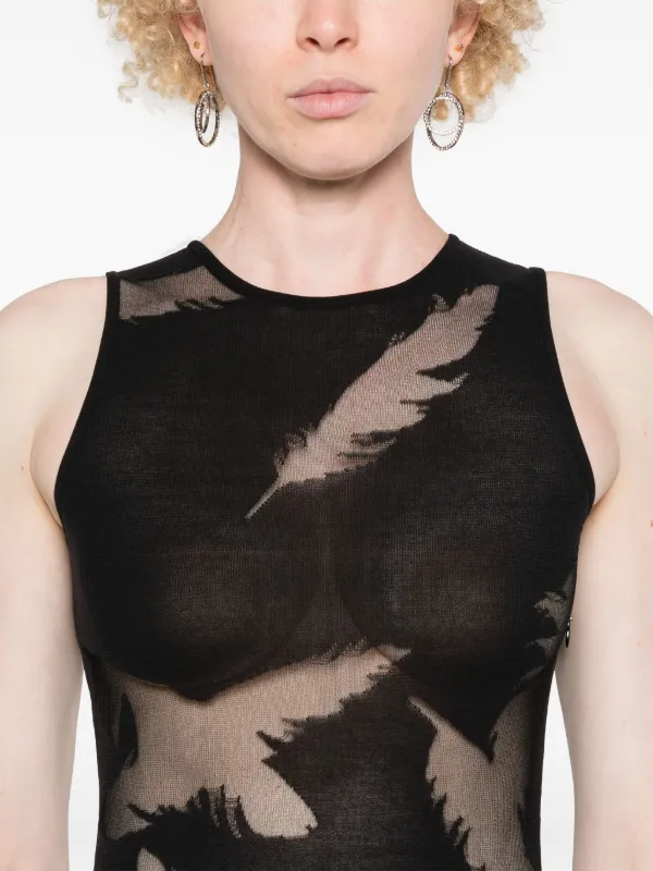 【Alexander McQUEEN】pencil shirt dress/全国送料無料 Alexander McQueen feather-intarsia Pencil Dress | Black